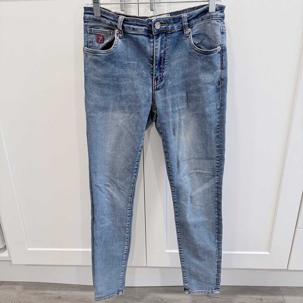 Fendi Roma Monster Eyes Jeans Womens 44 US 8 Blue Denim Embroidered Italy